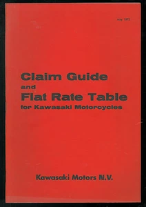Guide de Réclamations & Garantie KAWASAKI 1972 Barème main d’œuvre Manuel Manual - Picture 1 of 8