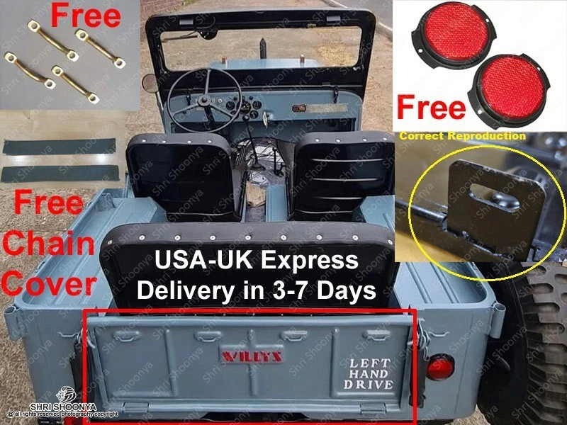 Se adapta a puerta trasera Willys Script 663188 CJ2A CJ3A CJ3B CJ5 CJ6 se adapta a Willys Jeep Foto 1 de 4