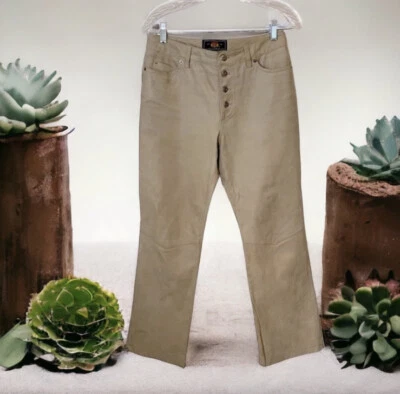 Vintage Route 66 Button Fly Tan 100% Leather Pants Size 6 - Image 1 of 4