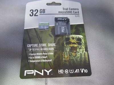 PNY 32GB Elite Trail Camera Deer Hunting MicroSDHC Card W/ SD Card Adapter New - Image 1 of 2