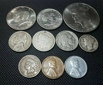 Lote de monedas set de inicio 10 monedas de plata, IKE, JFK, centavos antiguos, mercurio, patrimonio ++ Foto 1 de 2