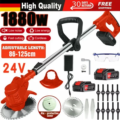 GOOWAY Elektro 24V Akku Rasentrimmer mit 2 Akku und Ladegerät Freischneider Motorsense