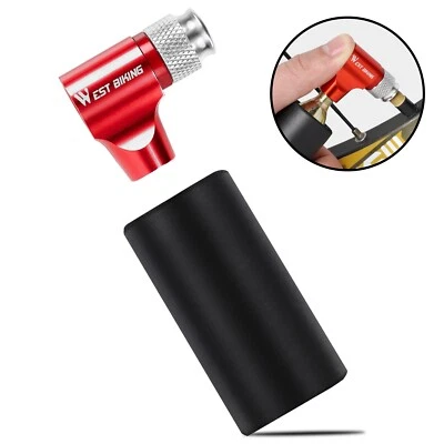 WEST BIKING Mini Bike Bicycle Tyre Tube Pump Cycling CO2 Gas Tyre Inflator Red - Image 1 of 4