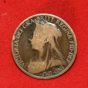 Cabeza velada antigua Victoria de un centavo del Reino Unido KM# 790 sp# 3961 - Imagen 1 de 2
