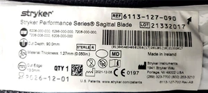 Stryker 6113-127-090 Performance Serie Sagittal Klinge, Ablaufdatum: 2026 & höher () - Bild 1 von 3