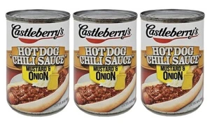 Castleberry's Mustard & Onion Hot Dog Chili Sauce 3 Pack - Picture 1 of 2
