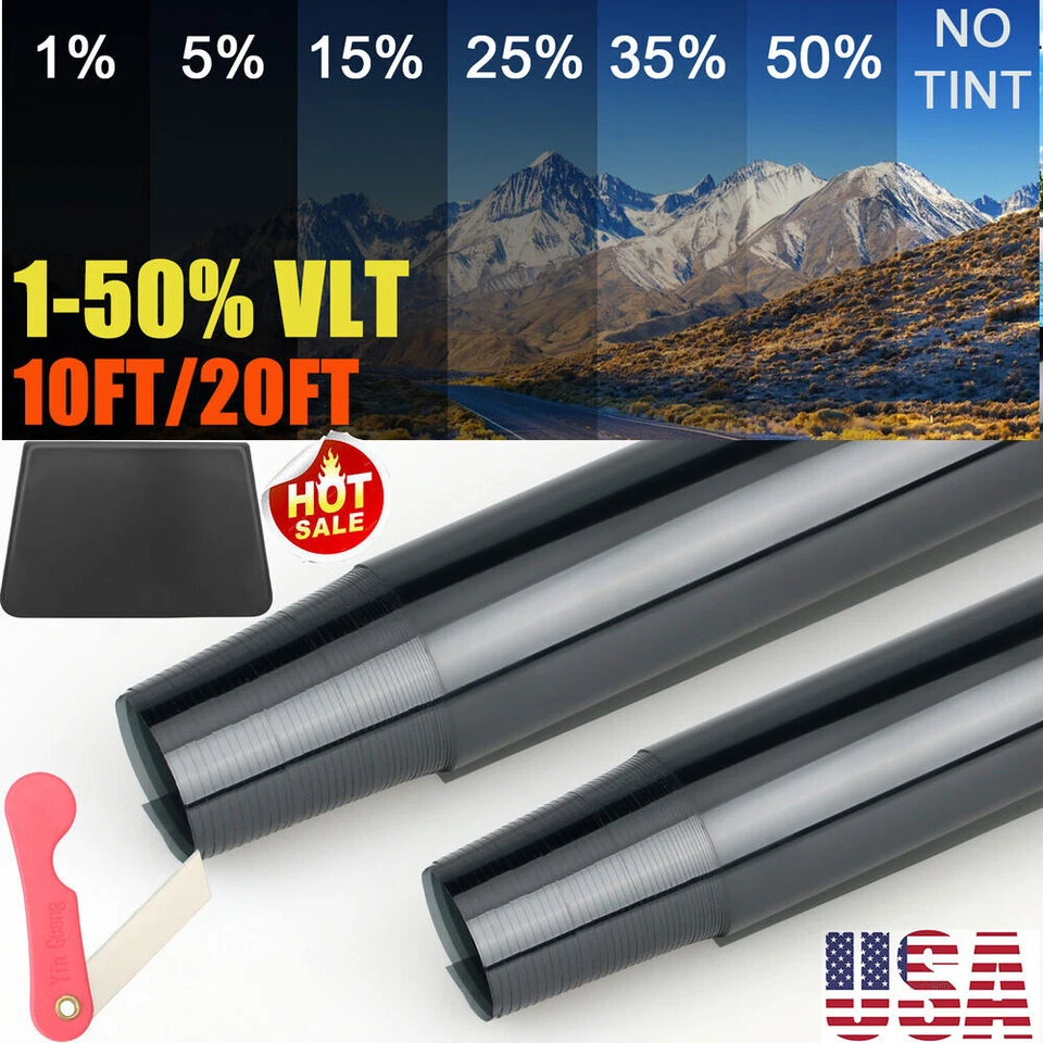 Rollo de película para teñir ventanas de automóvil negro - Película de vidrio automática de protección solar de verano Foto 1 de 4