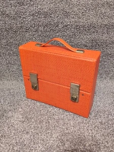 Vintage 1970s Double Cassette Case - Burnt Orange With Keys - Picture 1 of 6