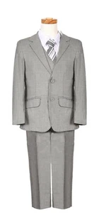 boys formal suit executive Silver Grey Chambray pattern special occasion wedding - Picture 1 of 2