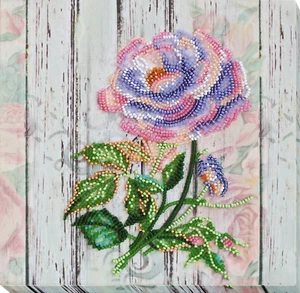 Hágalo usted mismo Kit de bordado de cuentas "Rosa de té" 7,9"x7,9" / 20,0x20,0 cm, Abris Art - Imagen 1 de 7