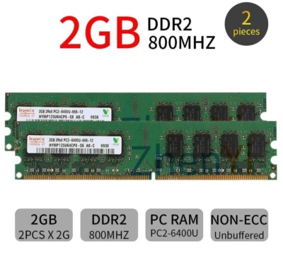 4 GB (2 x 2 GB) DDR2 800 MHz MEMORIE RAM HYNIX  1,8 V DIMM - DIMM PC2 PC DESKTOP - Immagine 1 di 4