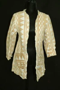 VINTAGE 1980'S LIGHT TAN PRINTED SHEARLING  MOUTON WOMEN'S COAT SIZE MEDIUM - Picture 1 of 4