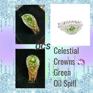 Paparazzi 🌈 Celestial Crowns Green IRIDESCENT🦄 OIL SPILL 🌈 Ring 💎HTF💎 - Picture 1 of 6