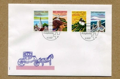 SWITZERLAND, 50c, 80c, 90c, 140c. Tourism, SERIES 1987 FDC - Image 1 of 2