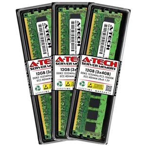 12GB 3x 4GB PC3-10600R RDIMM Dell PowerEdge T310 Memory RAM - Picture 1 of 5