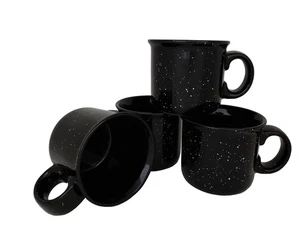 14 Unzen Keramik Lagerfeuer Kaffeebecher (4er Set), schwarz mit gesprenkelter Oberfläche - Dur... - Bild 1 von 7