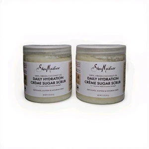 Shea Moisture Daily Hydration Crème Sugar Scrub 100% Virgin Coconut Oil 8 oz NEW - Picture 1 of 6