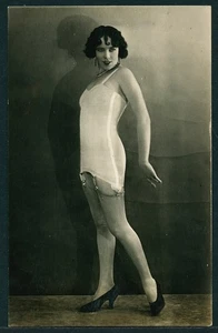French 1930s Risque PHOTO Body SHAPER Long Line GIRDLE Lingerie Stockings Shoes - Picture 1 of 1