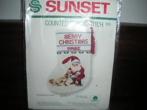 Sonnenuntergang gezählt Kreuzstich Weihnachtsstrumpf Set "Christmas Puppy" 923 klein - Bild 1 von 4