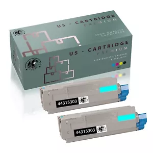 2PK 44315303 Cyan Toner CartridgeCompatible Okidata C610CDN C610DN C610DTN C610N - Picture 1 of 7