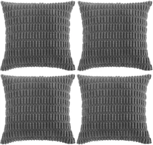 4 Pack Dark Grey Decorative Throw Pillow Covers 18X18 Inch for Living Room Couch - Picture 1 of 12