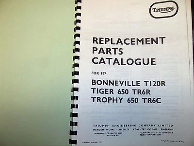 TRIUMPH  T120R TR6R TR6C PARTS BOOK MANUAL 1971 - TP41 99-0932 UK/USA MODELS - Image 1 of 2