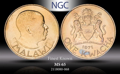 1971 MALAWI KWACHA NGC MS 65 TONED FINEST KNOWN GRADE WORLDWIDE Cover