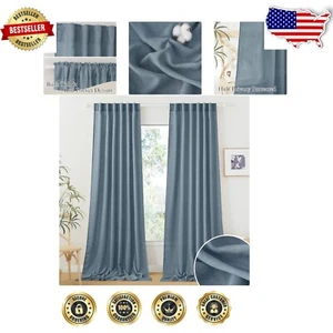Modern Semi-Sheer Window Curtains 108” Long for Living Room & Bedroom – 2 Panels - Picture 1 of 10
