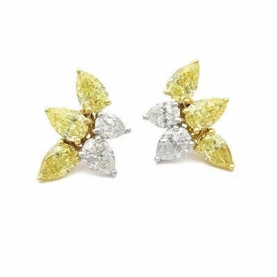 Pendiente con racimo de diamantes TIFFANY & Co. Pt950 K18 YG P0026172 Foto 1 de 4