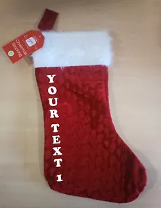 Personalised Christmas Stocking red xmas stocking 50cm PLUS 2x free candy canes - Picture 1 of 12