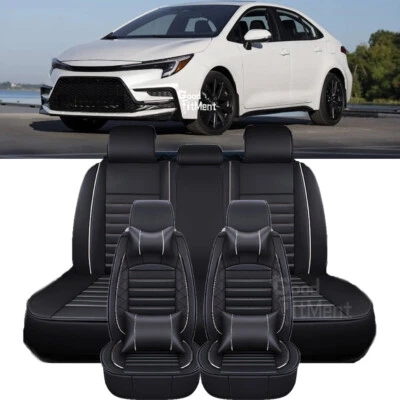 For Toyota Corolla Full Set Leather Car Seat Cover 5 Seats Front + Rear Cushion - Image 1 of 4
