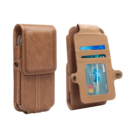 Funda para teléfono celular funda de cintura con clip para cinturón soporte vertical de cuero Foto 1 de 3