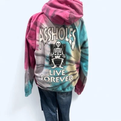 A$$holes Live Forever Streetwear Tie Dye Hoodie - Size M - Image 1 of 4