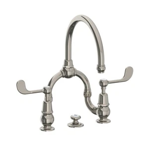 Lefroy Brooks FL9000 Mixer ponte bacino nichel La Chapelle con leve + rifiuti pop - Foto 1 di 5