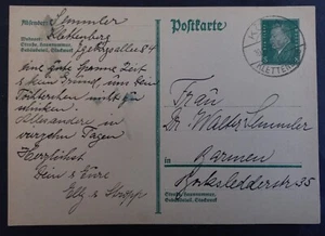 1928 Germany 8pfg stamped Postcard cd Koln-Barmen - Bild 1 von 2