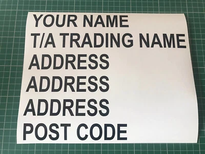 COACH BUS MINIBUS LEGAL ADDRESS 25MM PSV PCV TAXI HGV LETTERING VINYL STICKER   - Image 1 of 2