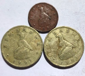 Simbabwe 2 Dollars (2 ZWD) - 1997 Zwei Münzen und 1 Cent 1995 - 3 Münzen - Bild 1 von 3