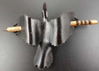 Handmade 5" CROW RAVEN Leather Bun HAIR Holder Updo Hair Stick Pin NEW GOTHIC - Image 1 of 4