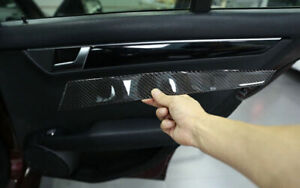 For Benz C-Class 2007-2014 Real Carbon Fiber Inner Door Strip Panel Decor Trim