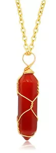 Red Carnelian Crystal Necklace for Women Girls, Real Carnelian Healing Stone Nec - Picture 1 of 7