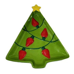 Hallmark Christmas Tree Red Lights Plate Serving Dish Trinket Holiday Decor *👀 - Picture 1 of 3