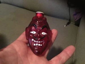 CIRCA 1920? GLASS HAND PAINTED DEVIL’s HEAD  CHRISTMAS ORNAMENT WAY COOL! - Picture 1 of 7