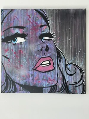 ZOKAR- Tableau art moderne,pop Art,Street Art Style Banksy,Obay,Unique 60x60cm - Photo 1/4