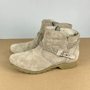 Teva Delavina Suede Ankle Boots Booties Womens 9.5 Tan Side Zip Western - Picture 1 of 11