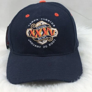Super Bowl XXXV Tampa Florida 28.01.2001 Mütze Cap Navy Blau Baltimore Ravens NEU - Bild 1 von 12