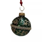 Vintage Weihnachten von Krebs Ornamente schablonende Kugeln smaragdgrün goldfarbenes Band
