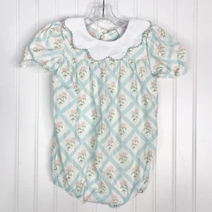 Stitchy Fish Bubble 18m Short Sleeve Scallop Collar Floral Blue Lattice Girls - Picture 1 of 4