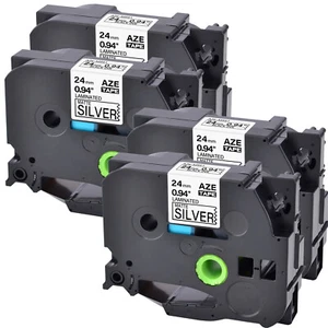 4PK Compatible with Brother P-Touch TZ TZe-M951 1" Matt Silver Label Tape - Picture 1 of 11