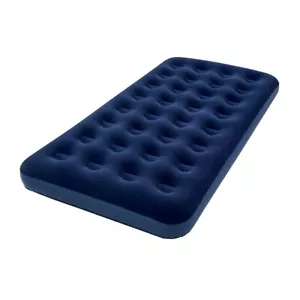 Blue Single Inflatable Mattress Bed Guest Camping Blow Up Air Bed Sleeping Matts - Picture 1 of 2