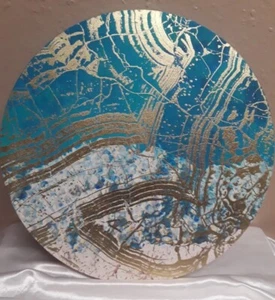 Oliver Gal 'Salt Water Round' Nautical Coastal Round Circle Acrylic Wall Art 16" - Picture 1 of 7